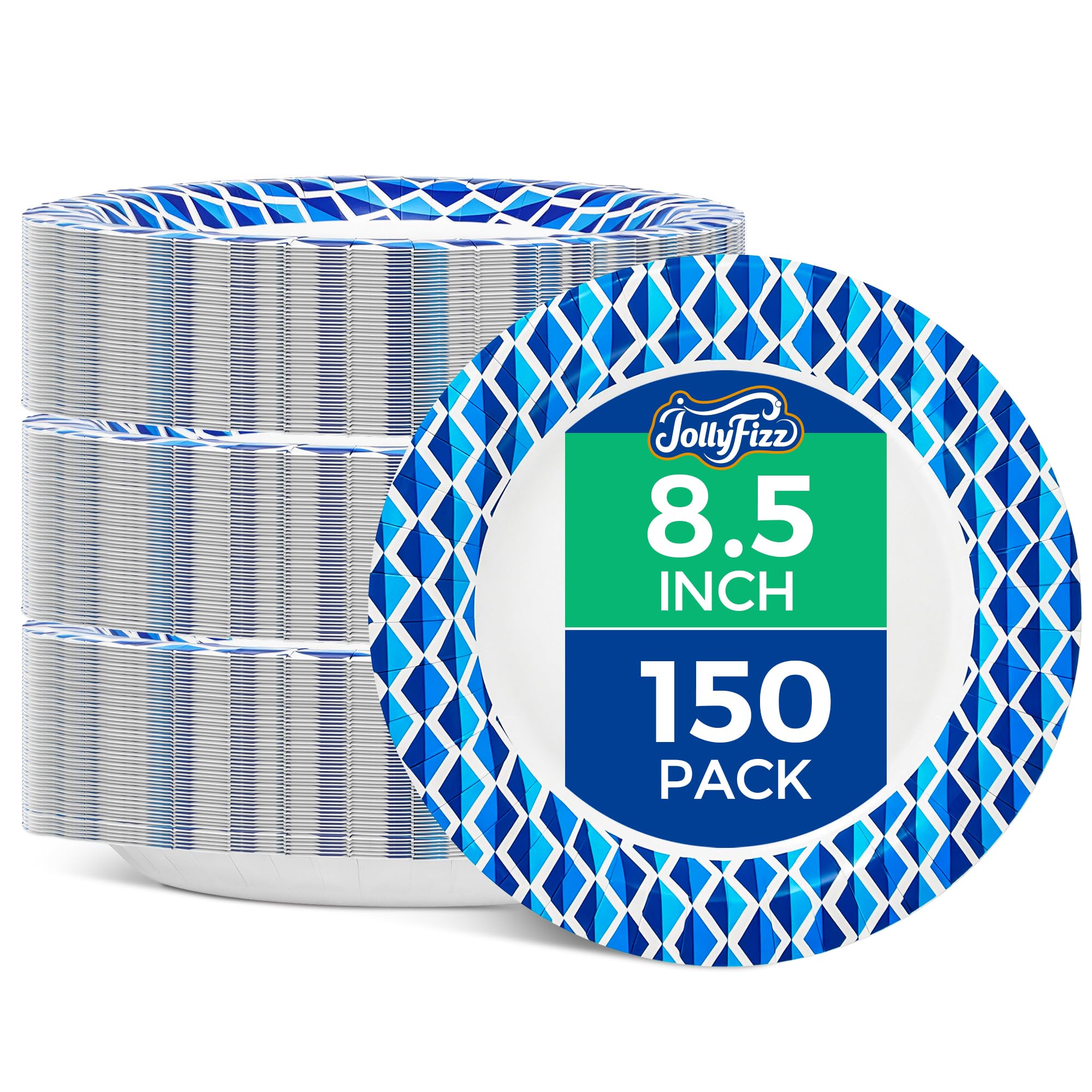 100 Pack Disposable Paper Plates - Blue -8 100 Pack Disposable Paper Plates - Blue -8
