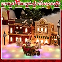 Vista 4 de Zhengmy Manta de Nieve Navideña Pre-iluminada con Camino de Mesa con Luces LED, Manta de Nieve Artificial para Decoraciones de Mesa y Pueblo Colorido