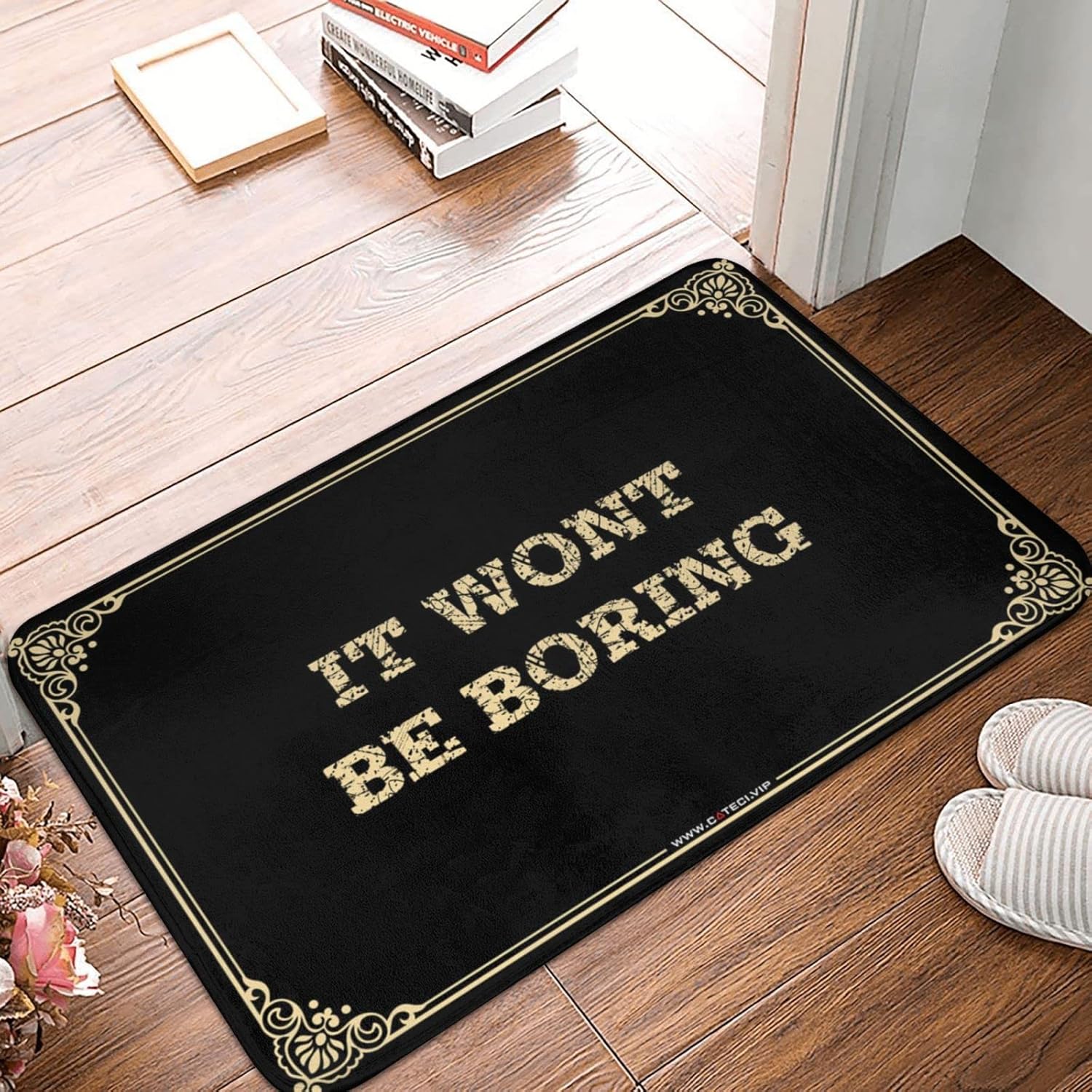 Home Entrance Decor It Wont Be Boring Doormat Funny Bathroom Rugs Door Mat for Outside Entry(Size:65X90CM)