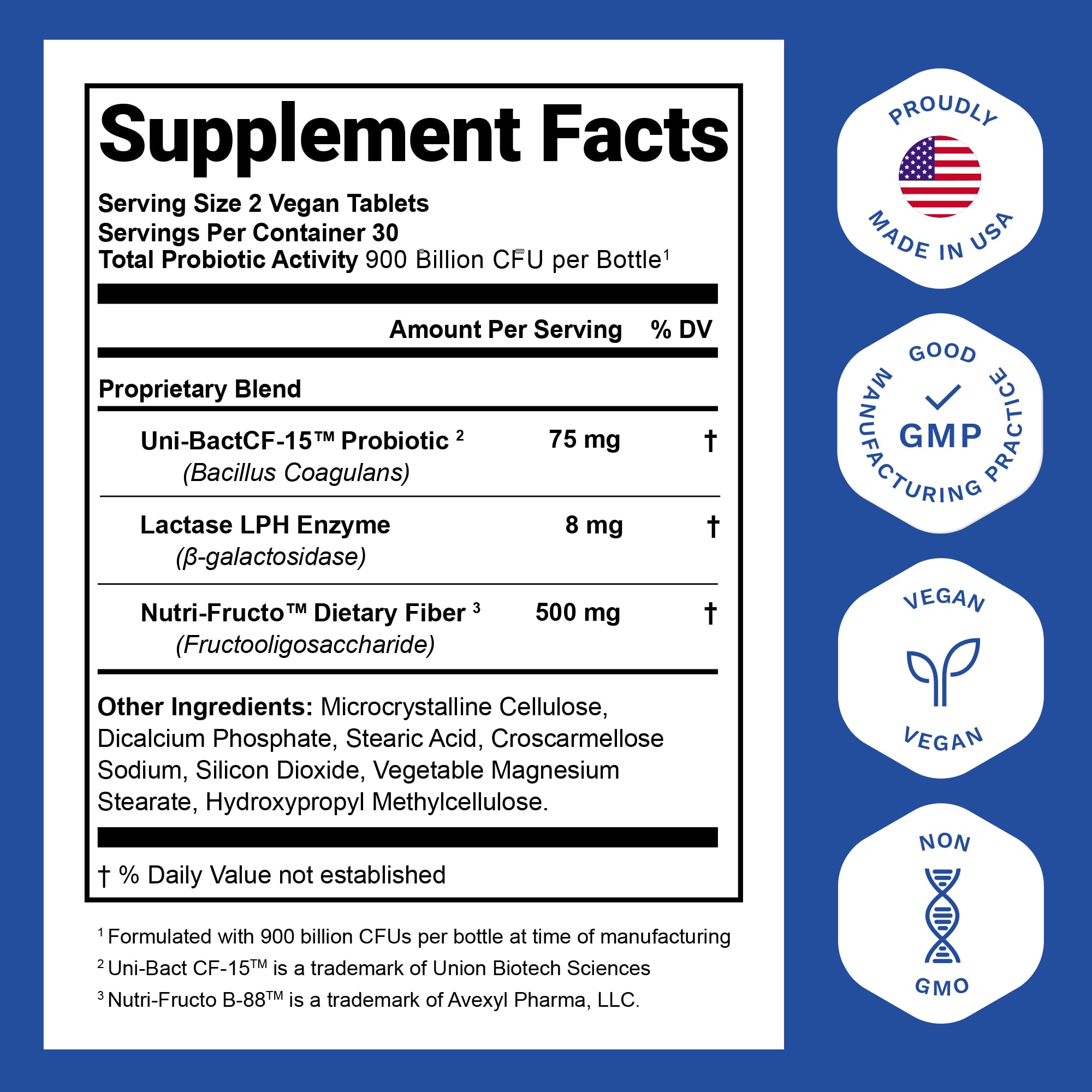 Probiotics for Women and Men - with Lactase Enzyme and Prebiotic Fiber for Digestive Health - 80 Percent + More Potent Supplement for Gut Health Support - Vegan Formula — Amazon image 2