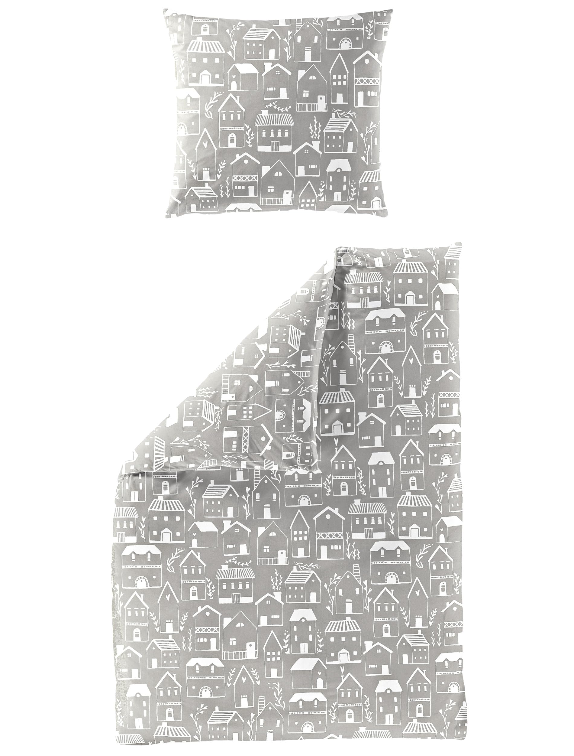 Bierbaum Biancheria da letto 4176, in flanella, disegnata in Germania, beige 80, 135 x 200 + 80 x 80 cm