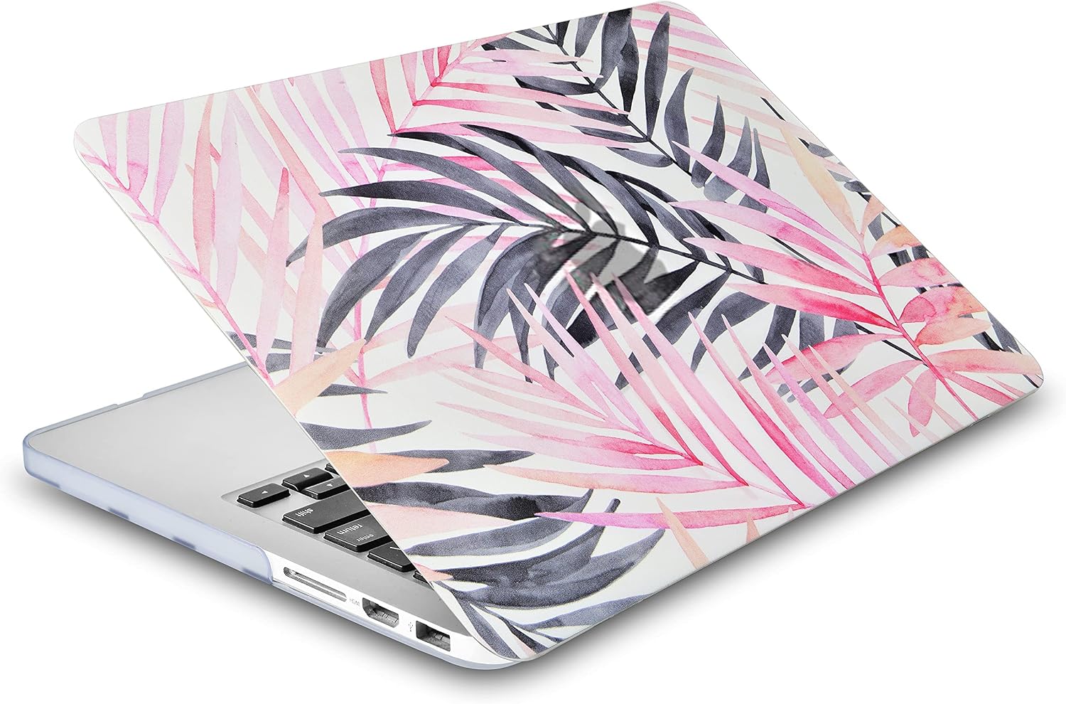KECC Compatible with MacBook Air 13 inch Case 2020 2019 2018 Release A1932 Retina Display + Touch ID Protective Plastic Hard Shell + Keyboard Cover + Sleeve Bag + Screen Protector (Leaf - Pink Grey)