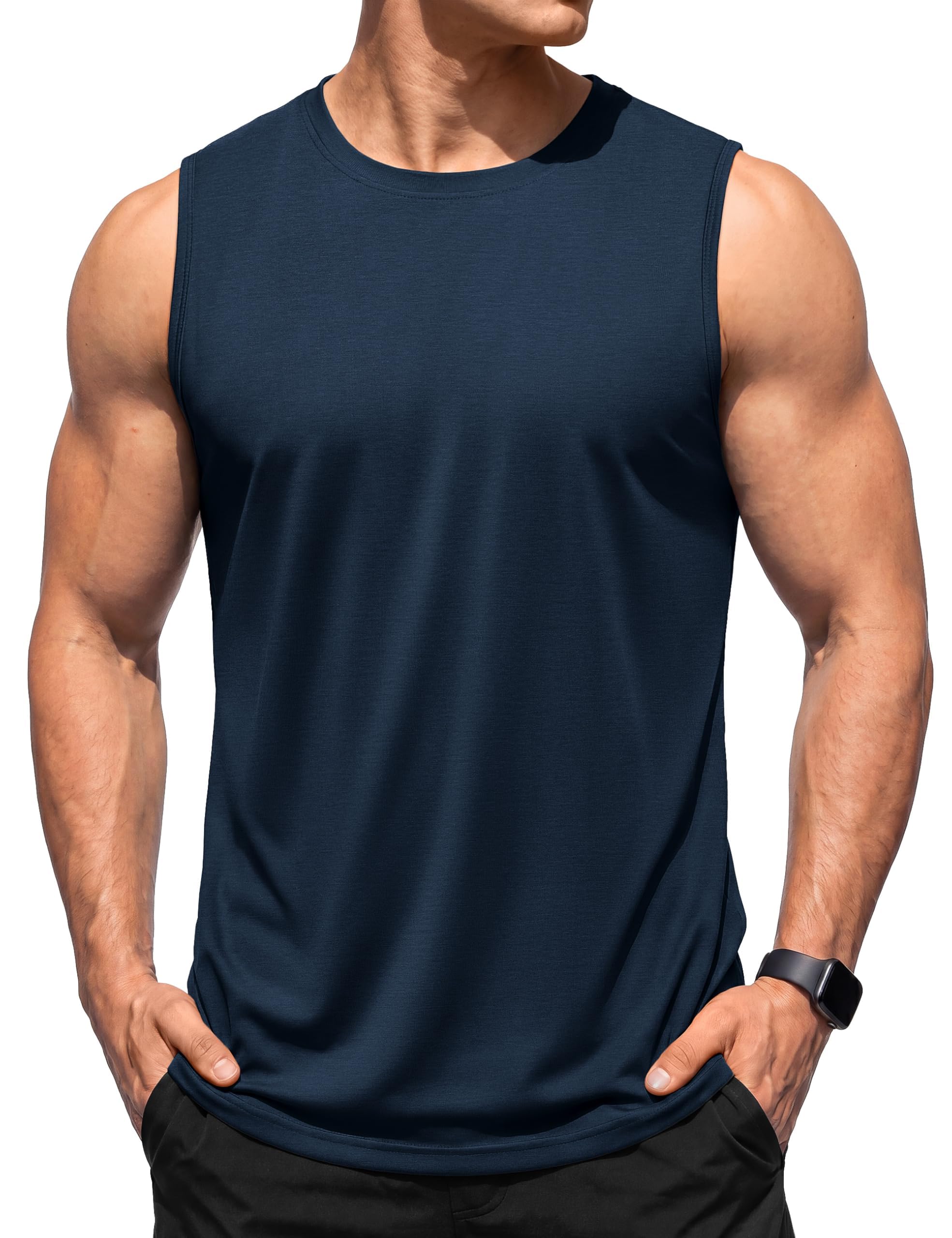 TACVASEN Herren Tank Top Baumwolle Ärmelloses Sport Muskelshirt Fitness Tanktop Atmungsaktive UPF 50+ Gym Funktionsshirt