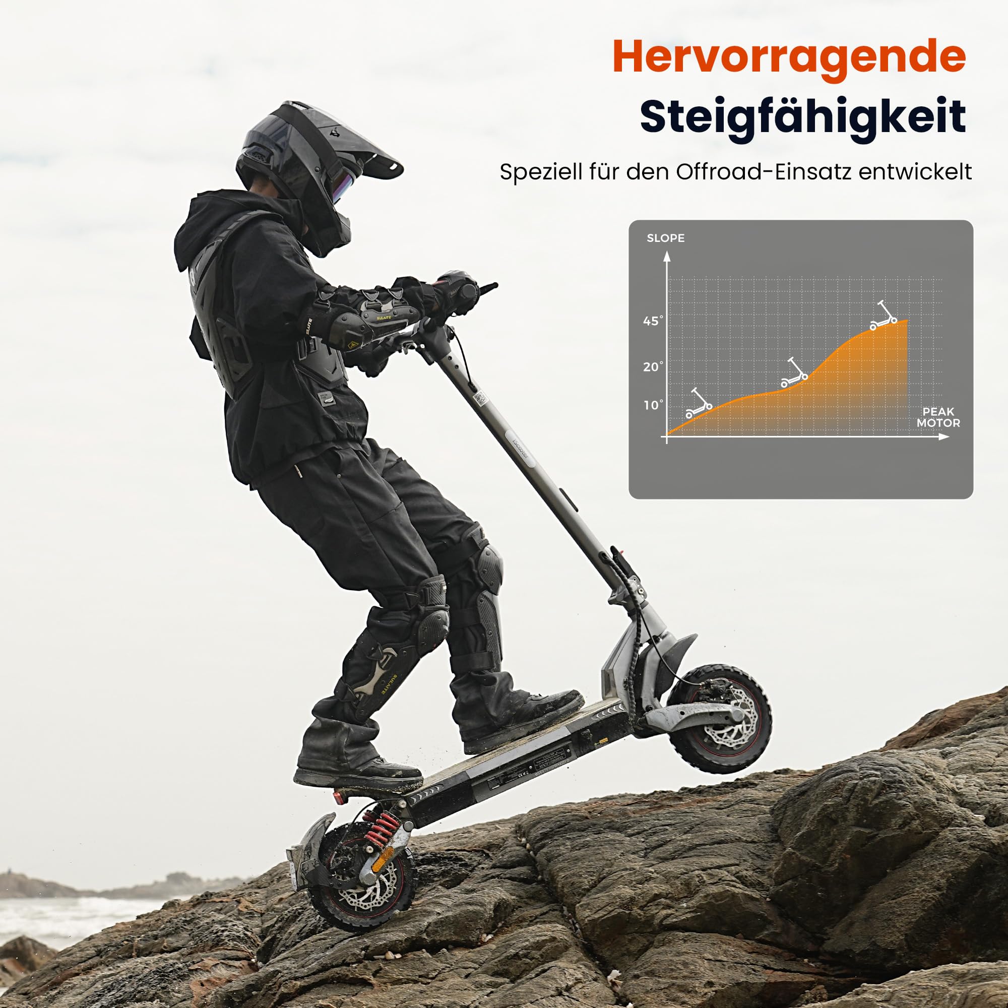 E-Scooter mit ABE Straßenzulassung 10Zoll Offroad Max 100km Reichweite