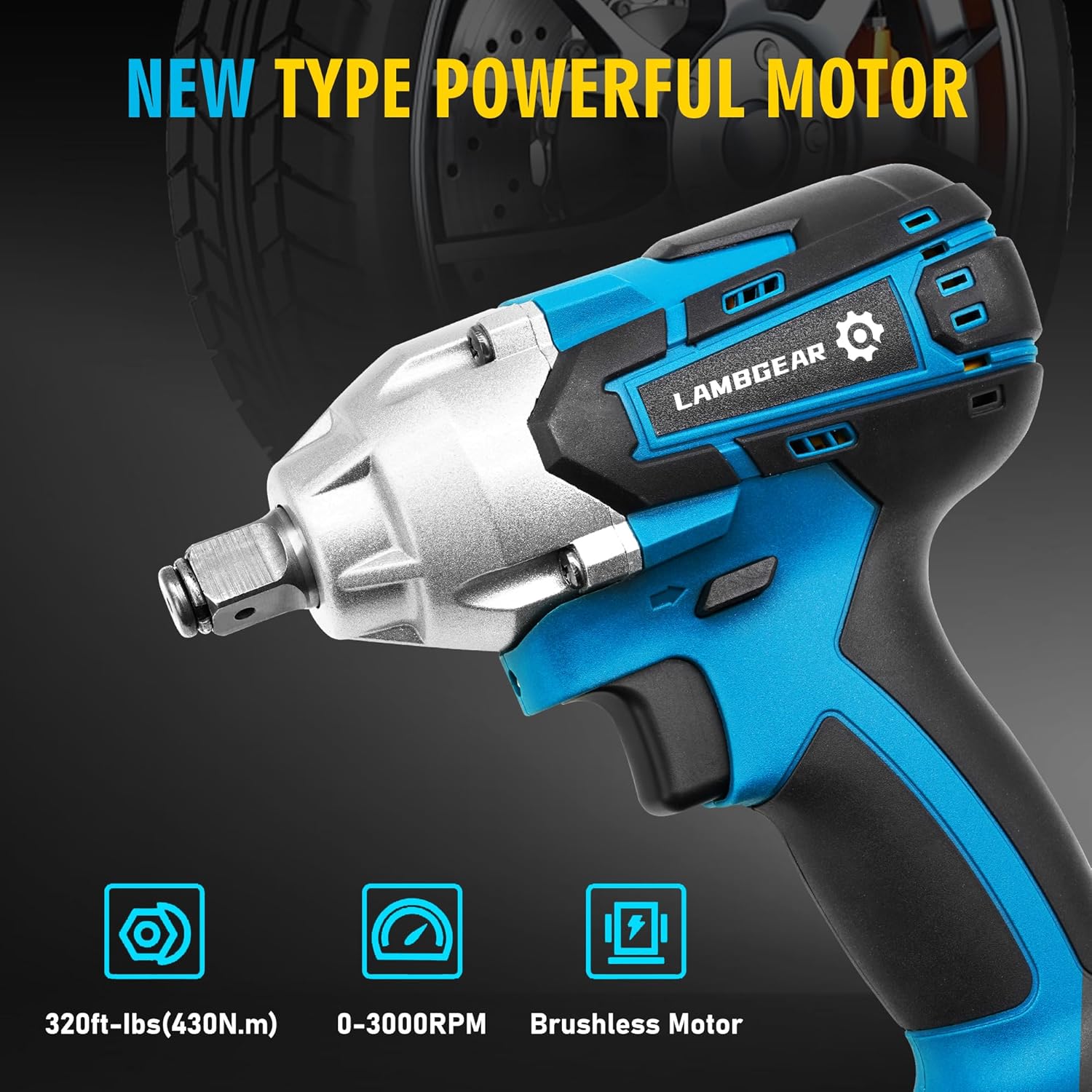 Cordless Impact Wrench,369 ft-lbs Brushless 1/2 inch Torque Impact Gun Speed High Torque Power Tool with 2x 4.0Ah Battery Charger 4 Sockets Electric Impact Wrench for Tire Removal Rusted Bolt