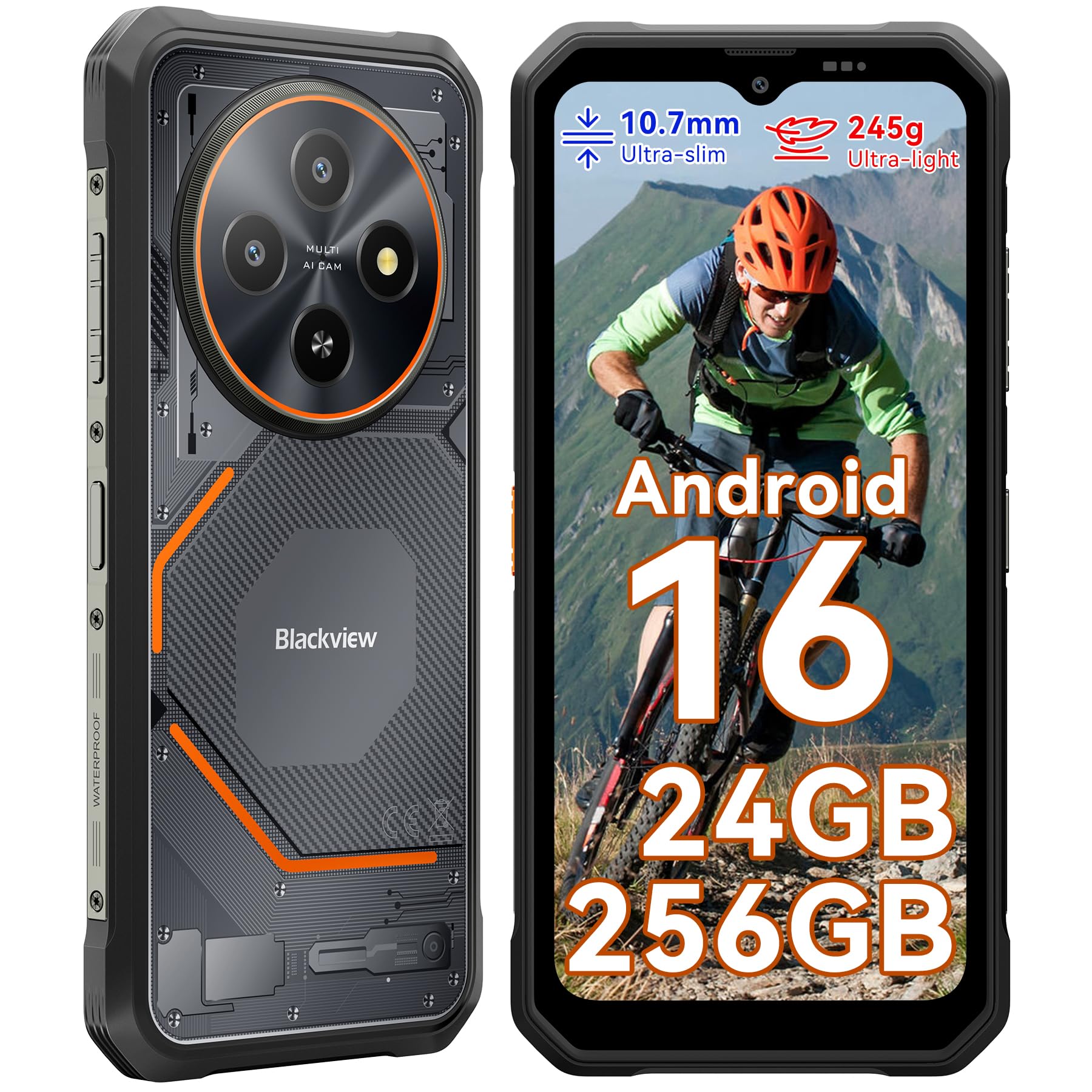 Téléphone portable incassable Blackview Fort 2 Android 16 et 256Go - 8