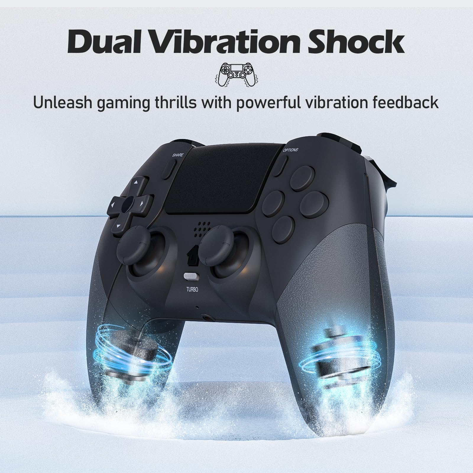 CHEREEKI Controller per PS4, Controller Bluetooth con 2 Pulsanti Programmabili Gamepad Wireless con Doppia Vibrazione Sensore Giroscopico a 6 Assi Touch Pad Altoparlante Integrato, Nero