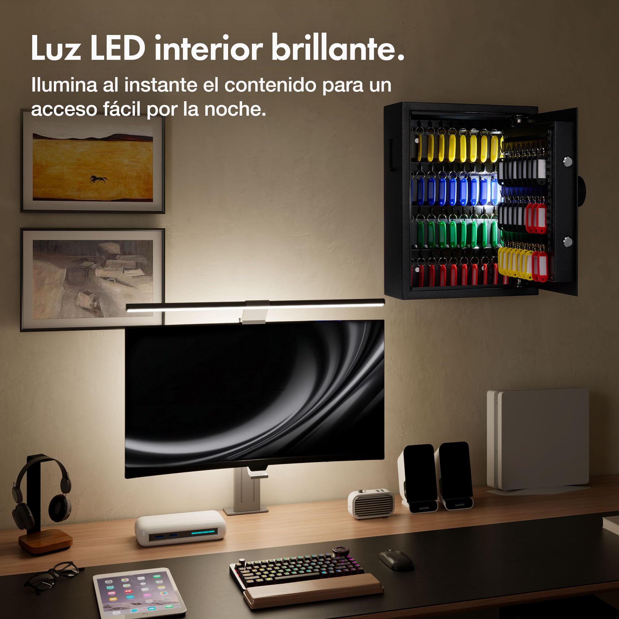 VonHaus Caja de Seguridad para Llaves con Cerradura Digital | Cerradura Solenoide, Capacidad para 71 Llaves, Organizador Casa, Oficina, Negocio, Acceso por Código, Indicadores Luminosos
