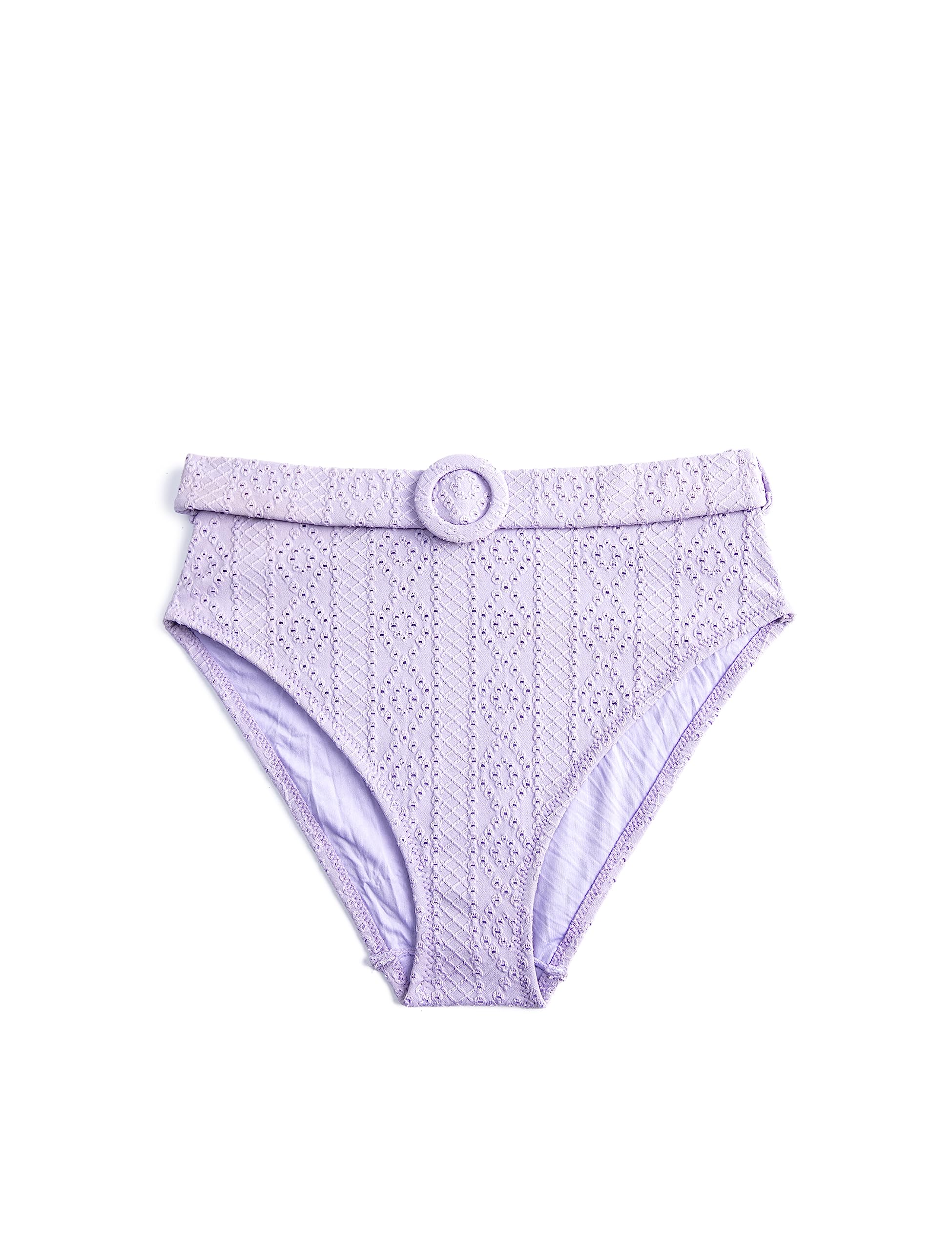 Yüksek Bel Bikini Altı Kemer Detaylı Dokulu