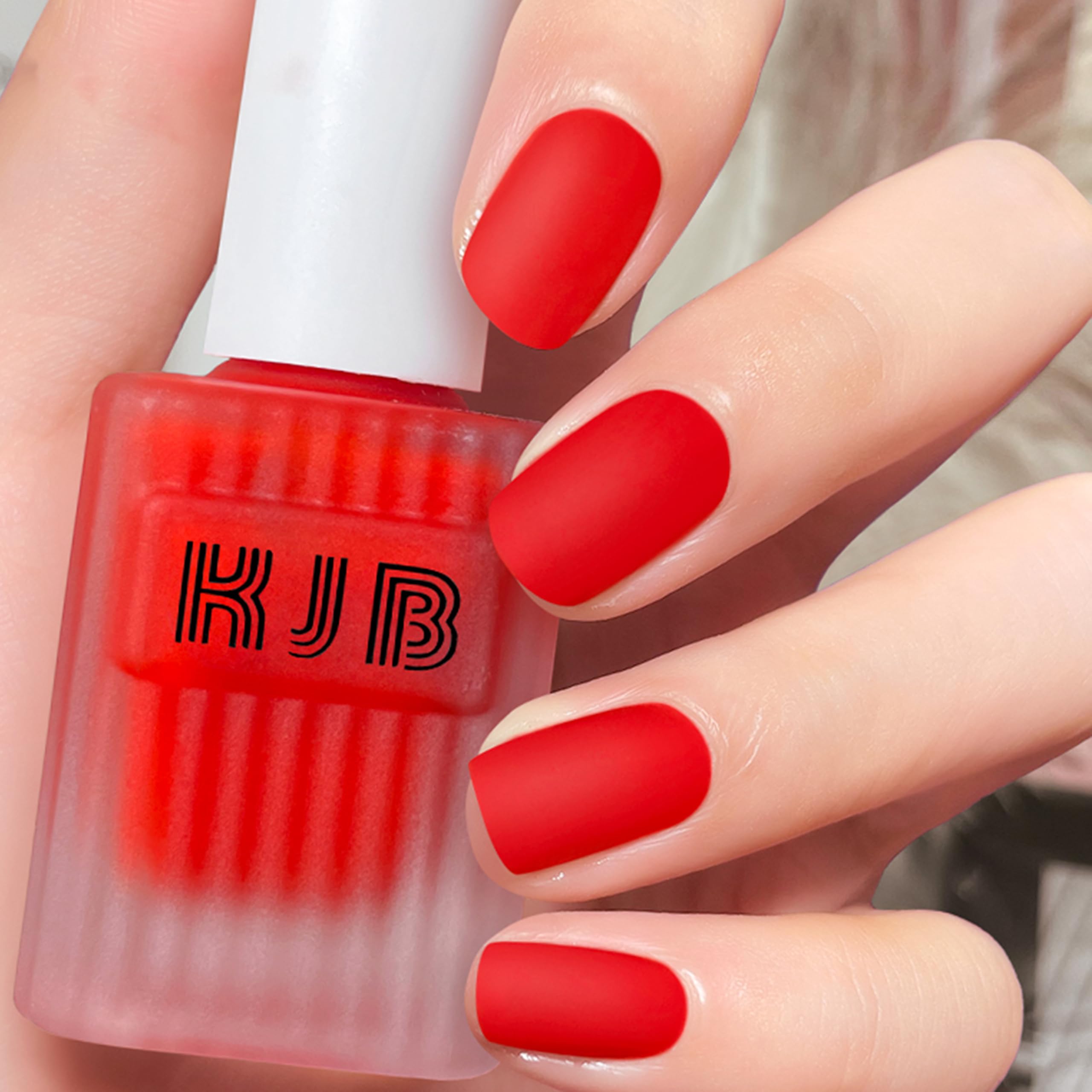 Rot Matte Nagellacke – Schnell Trocknend Ungiftig – Langanhaltender Wasserbasierter Nagellack für Frauen Nail Art Maniküre Kunst Ohne UV-Lampe, Regulärer Nagellack, Air Dry Nail polish 12ml (Red)