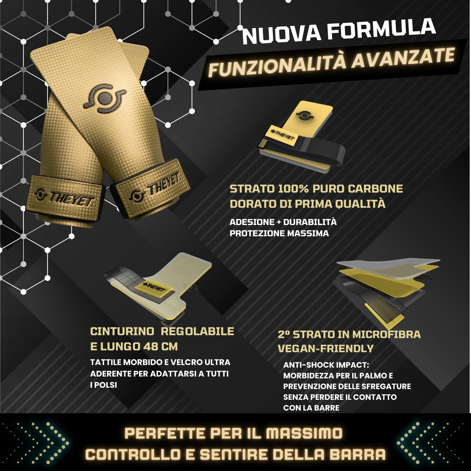 Theyet Paracalli Crossfit per Uomo e Donna | Guanti Grip Antiscivolo con o senza Magnesio | Protezione Mani per Calisthenics, Sollevamento Pesi e Allenamento Palestra Unisex | Polsini Inclusi