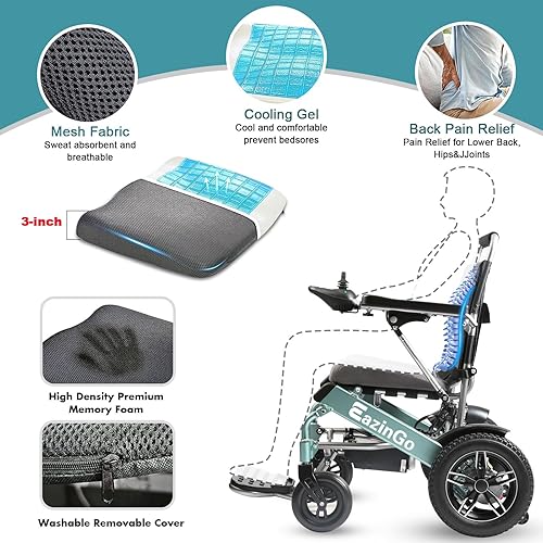 Miniatura 2 de Silla de ruedas eléctrica para adultos de 300 libras, cojín de asiento mejorado, con luz LED de ángulo ajustable, sillas de ruedas eléctricas, silla