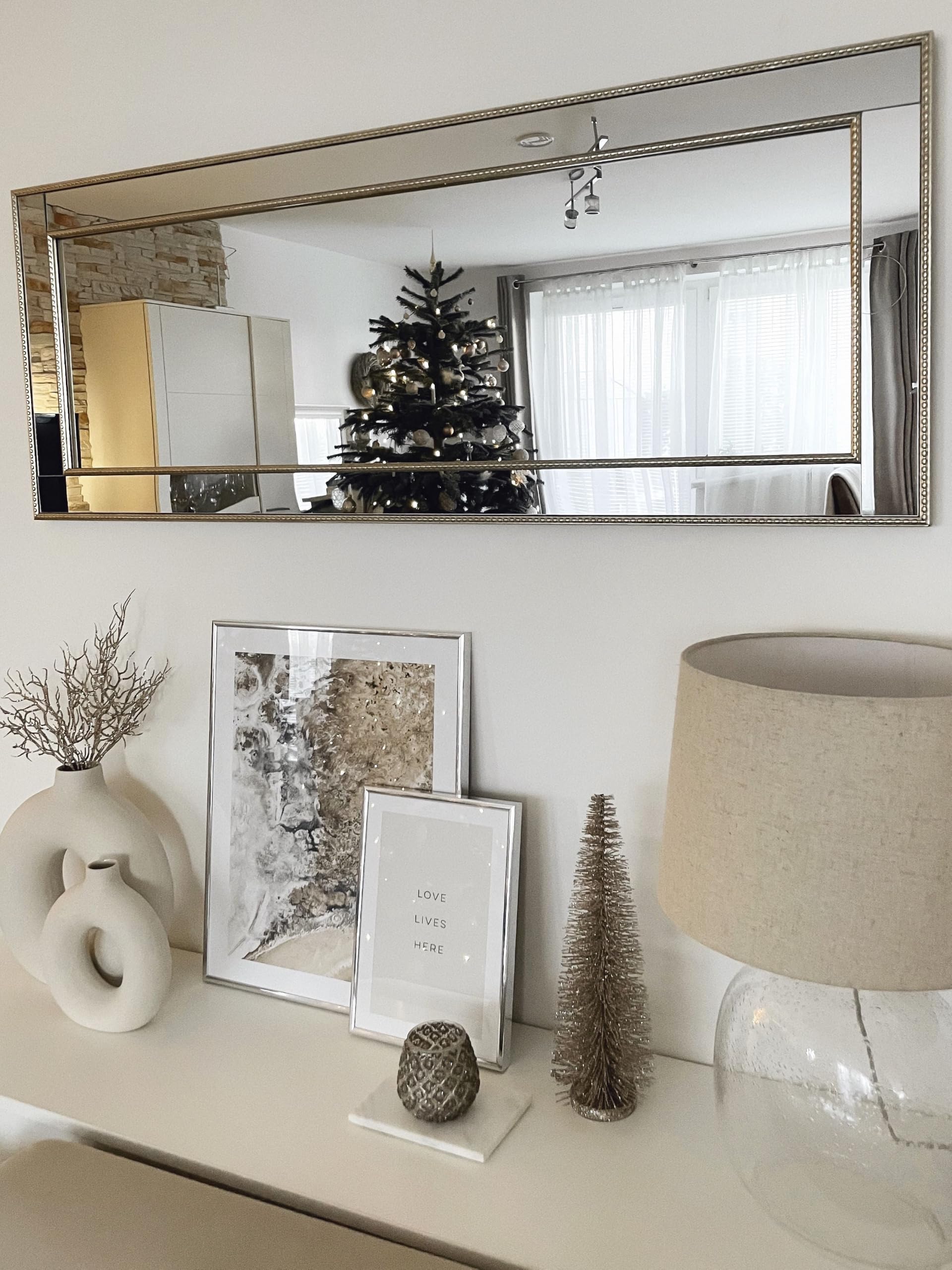 Beliani Specchio da parete 50 x 130 cm oro e argento