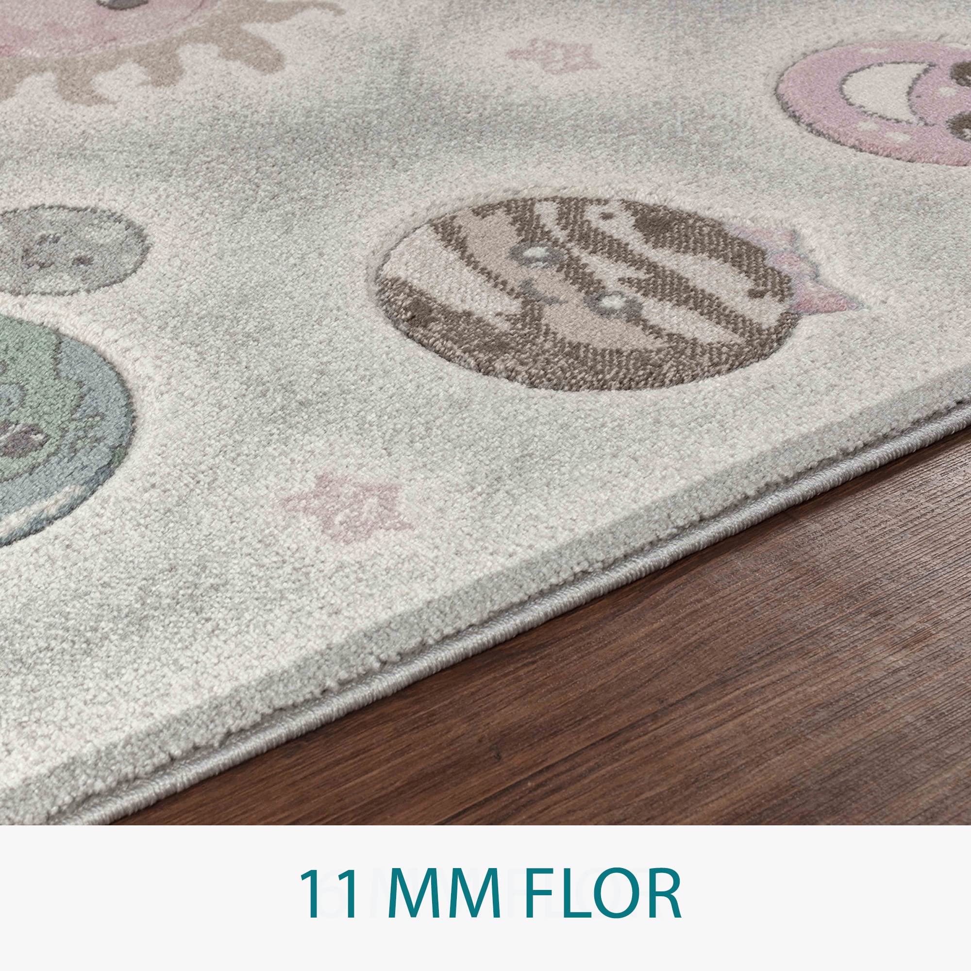 Livabliss Galassia Tappeto Bambini Tappeto Bambino Cameretta, Asilo o Sala Giochi, Tappeti per l'area della stanza dei Bambini, Accessori per Camera da Letto dei Bebè, Grigio, Rosa e Blu 160x213 cm