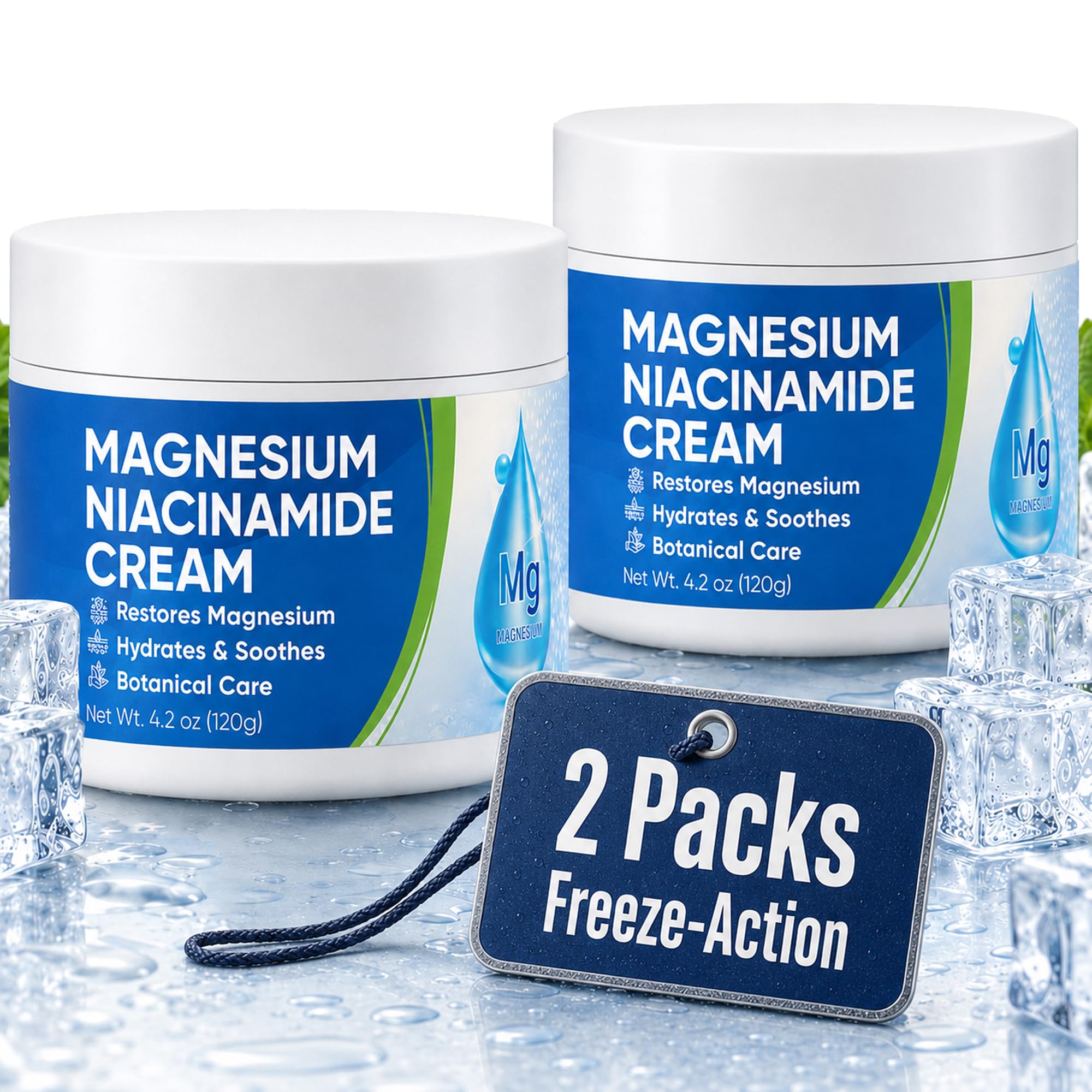 Magnesio Niacinamide Freeze Relief Cream: Crema Freeze ad azione rapida per ginocchia, muscoli, articolazioni, collo, schiena, fianchi, gambe e piedi - Formula rinfrescante ad assorbimento rapido