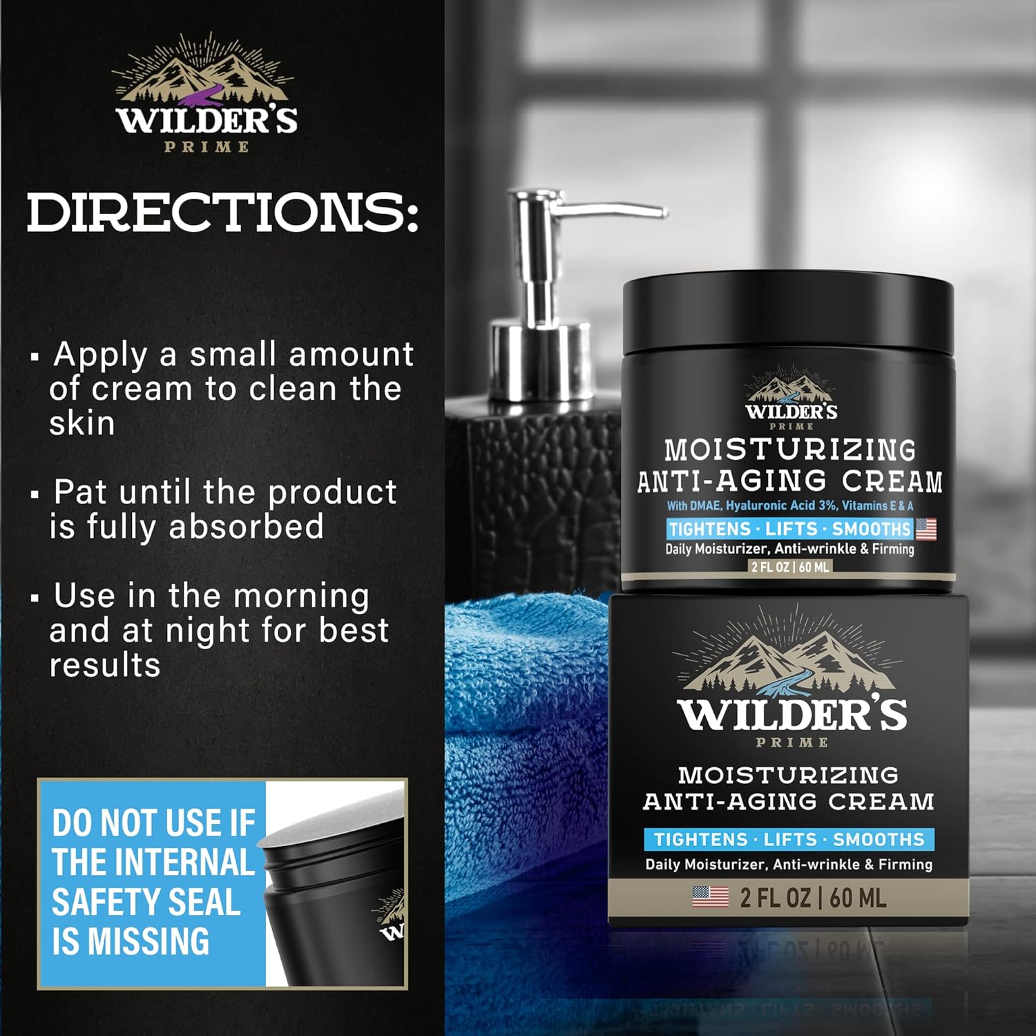Men's Face Moisturizer Cream - Anti Aging & Wrinkle - Made in USA - Collagen, Hyaluronic Acid, Vitamins E & A, Avocado Oil - After Shave Lotion - Age Facial Skin Care - Day & Night Moisturizing, 2 oz : Beauty & Personal Care