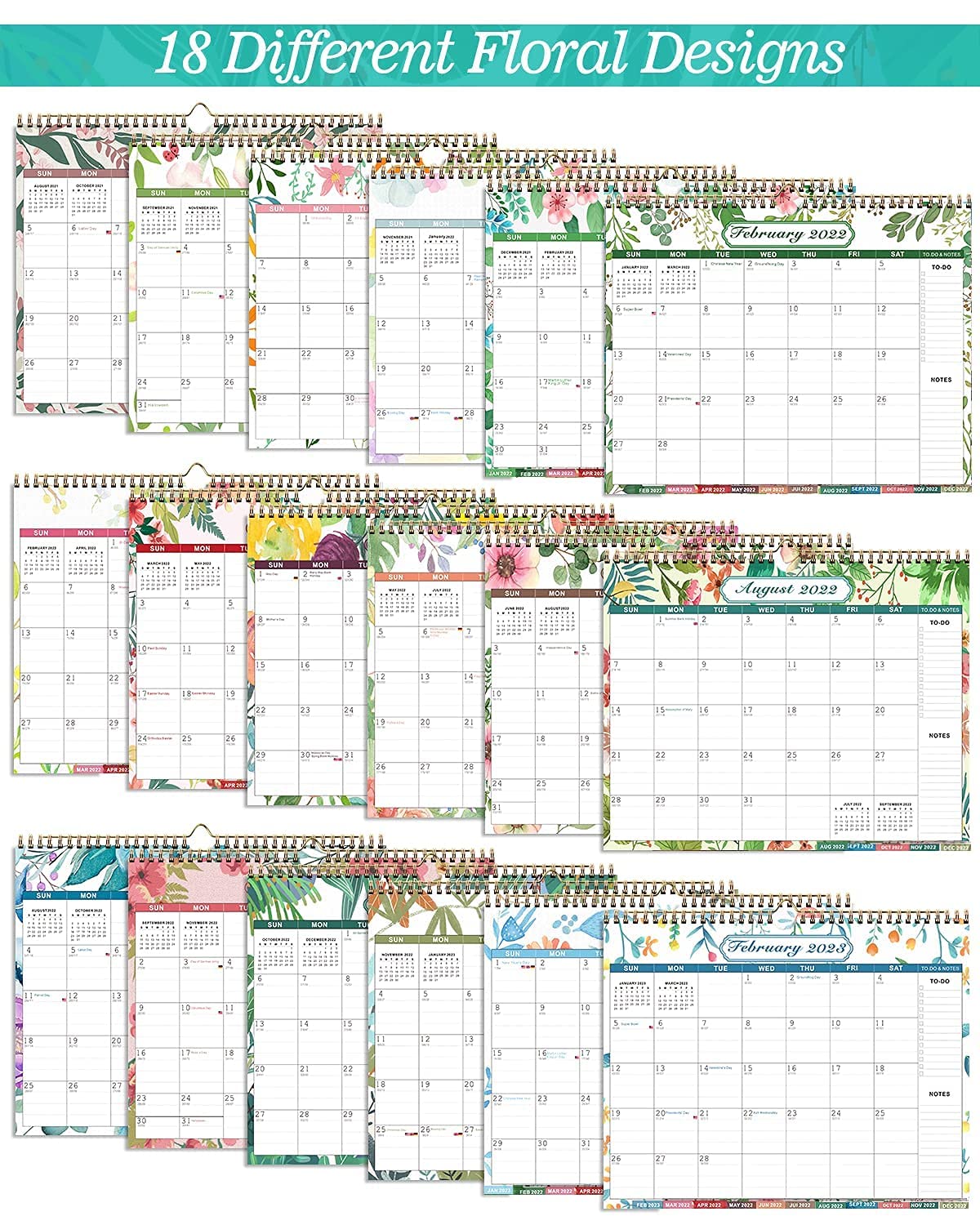 Calendar 2022/2023 Wall Calendar with Thick Paper, 18 Month Calendar Large Family Calendar 37 x