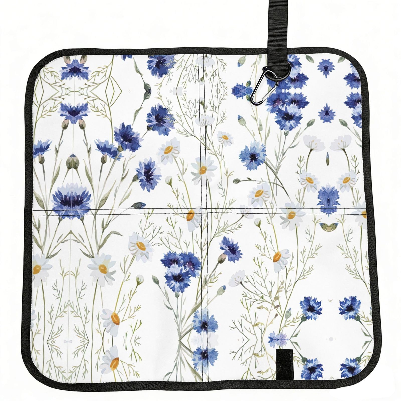 DIEzig Flowers and Cornflowers Daisies Printed Compact Foldable Sitting Pad Oxford Base, Portable Cushion for Fishing Sports Events