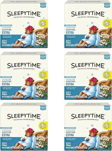 Celestial Seasonings Sleepytime Extra Herbal Tea, Promotes Relaxation, 40 Count (Pack of 6) 6 Celestial Seasonings Sleepytime Extra Herbal Tea, Promotes Relaxation, 40 Count (Pack of 6)