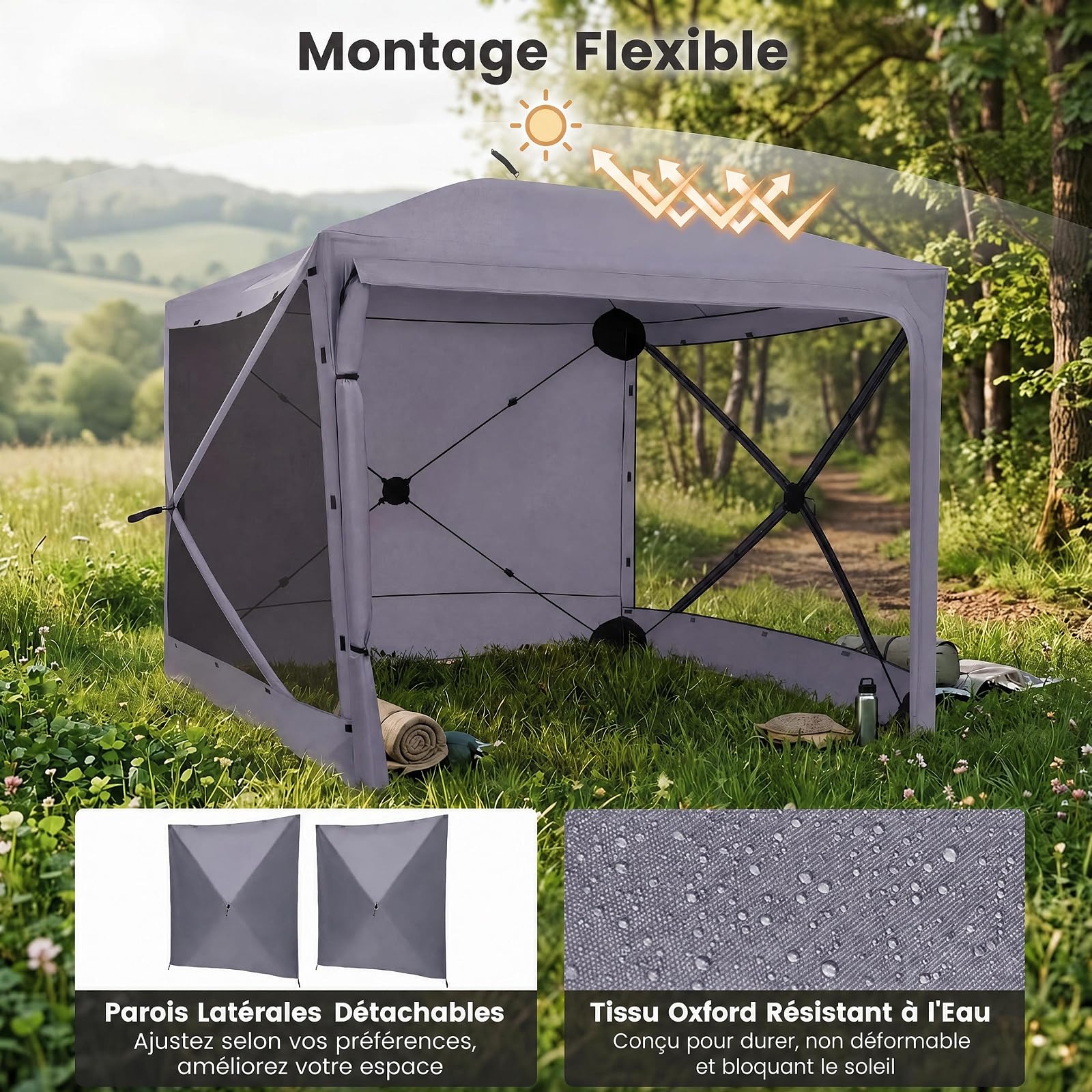 RELAX4LIFE 2,4M Tente Moustiquaire Pop up, Portable pour Activité Plein Air