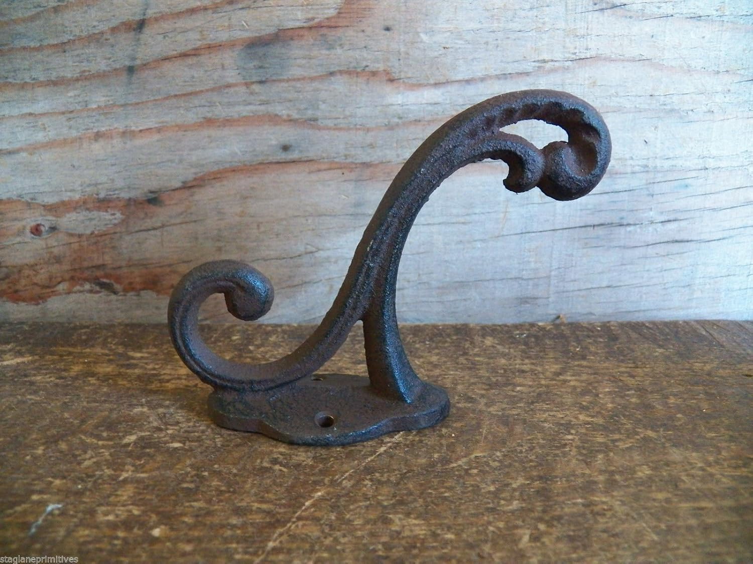 Set of 6 Vintage Style Cast Iron Double Hook Coat Hat Key Rack Hanger