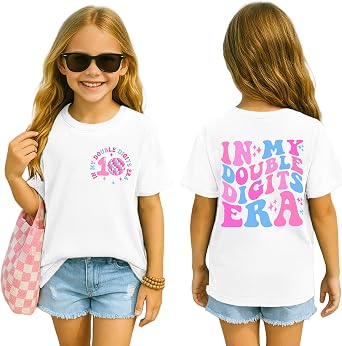 in My Double Digits Era Girl T-Shirt 10th Birthday Summer Crewneck Shirt