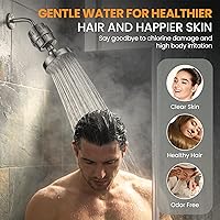 Vista 3 de Cabezal de ducha filtrado para agua dura – Lujoso filtro de ducha de alta presión de 25 etapas con cabezal de ducha de acero inoxidable real