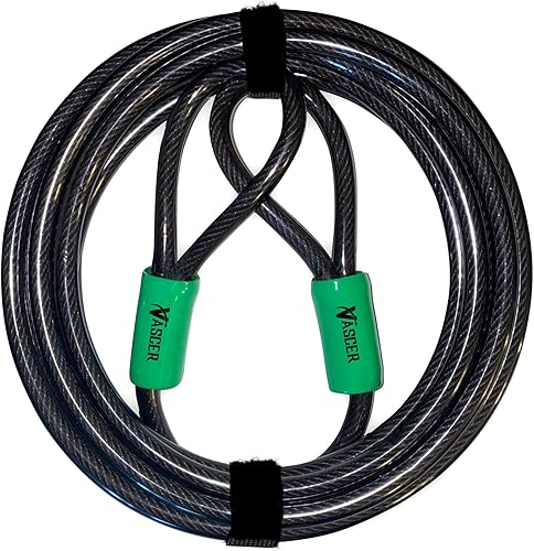 Miniatura 3 de Cable de seguridad resistente con bucles, bloqueo de cable de bicicleta de 30 pies (38 pulgadas), resistente a cortes con acero trenzado y