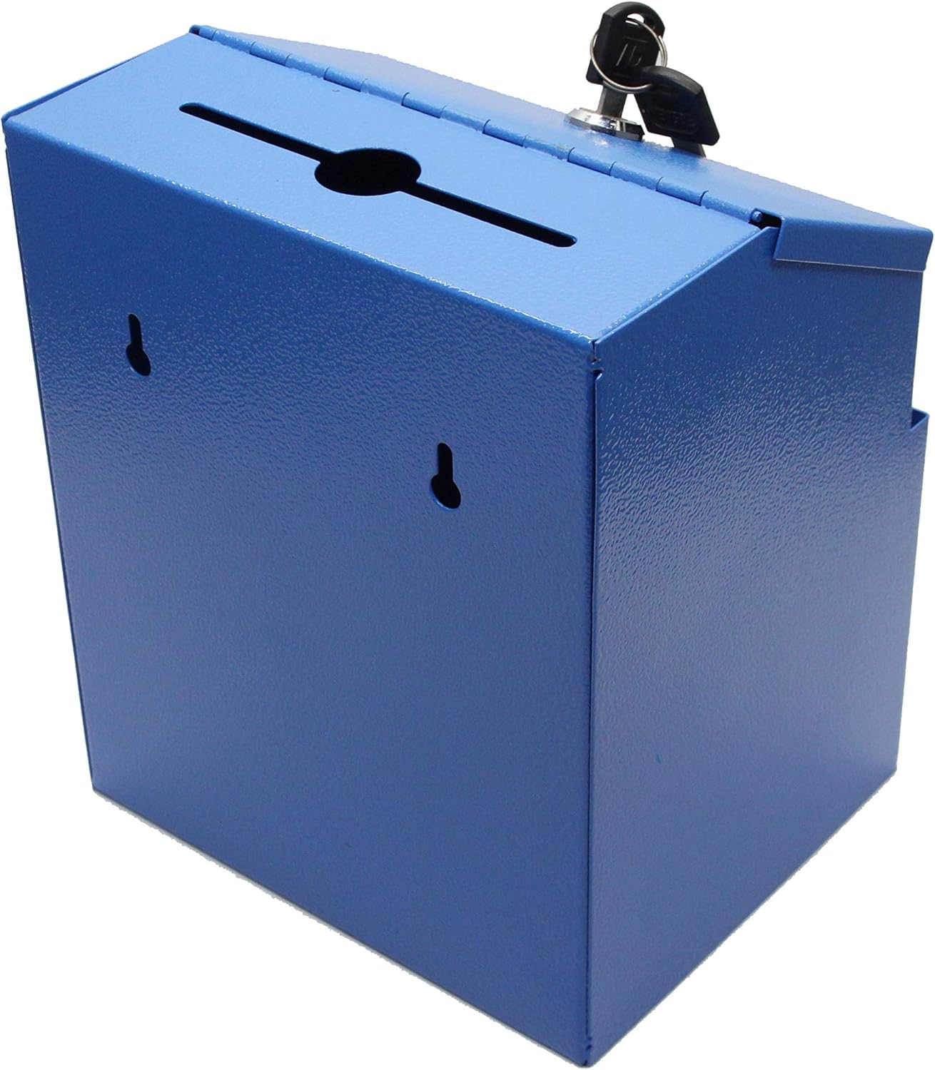 FixtureDisplays Blue Metal Donation Suggestion Key Drop Box 7" x 8.4" x 5.5" Express Checkout Comments Sales Lead Box 11118-BLUE