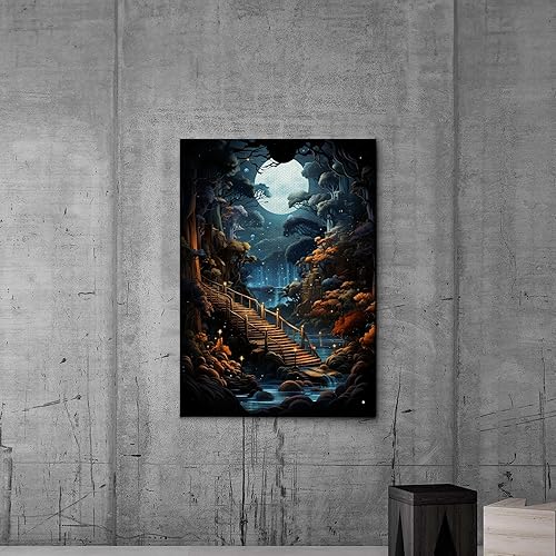 Miniatura 6 de Magical Library The Gate Way to Mythical Knowledge Canvas Art Print, Enchanted Library Vintage Poster Print, Nature Wall Art, Print