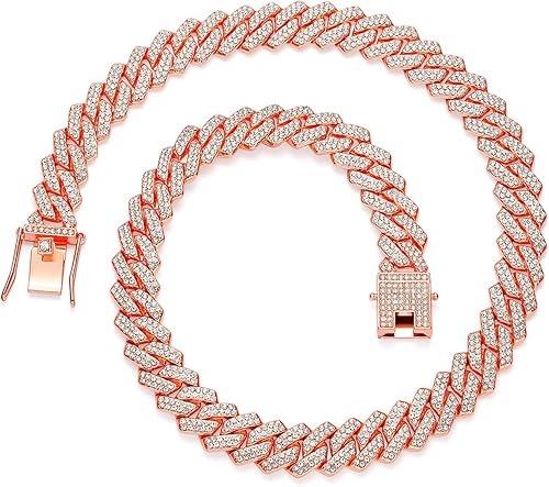 MOFEIJEWEL Cadena de eslabones cubanos para hombres y mujeres, cadena helada, collar cubano de Miami, cadenas de diamantes brillantes, joyería de