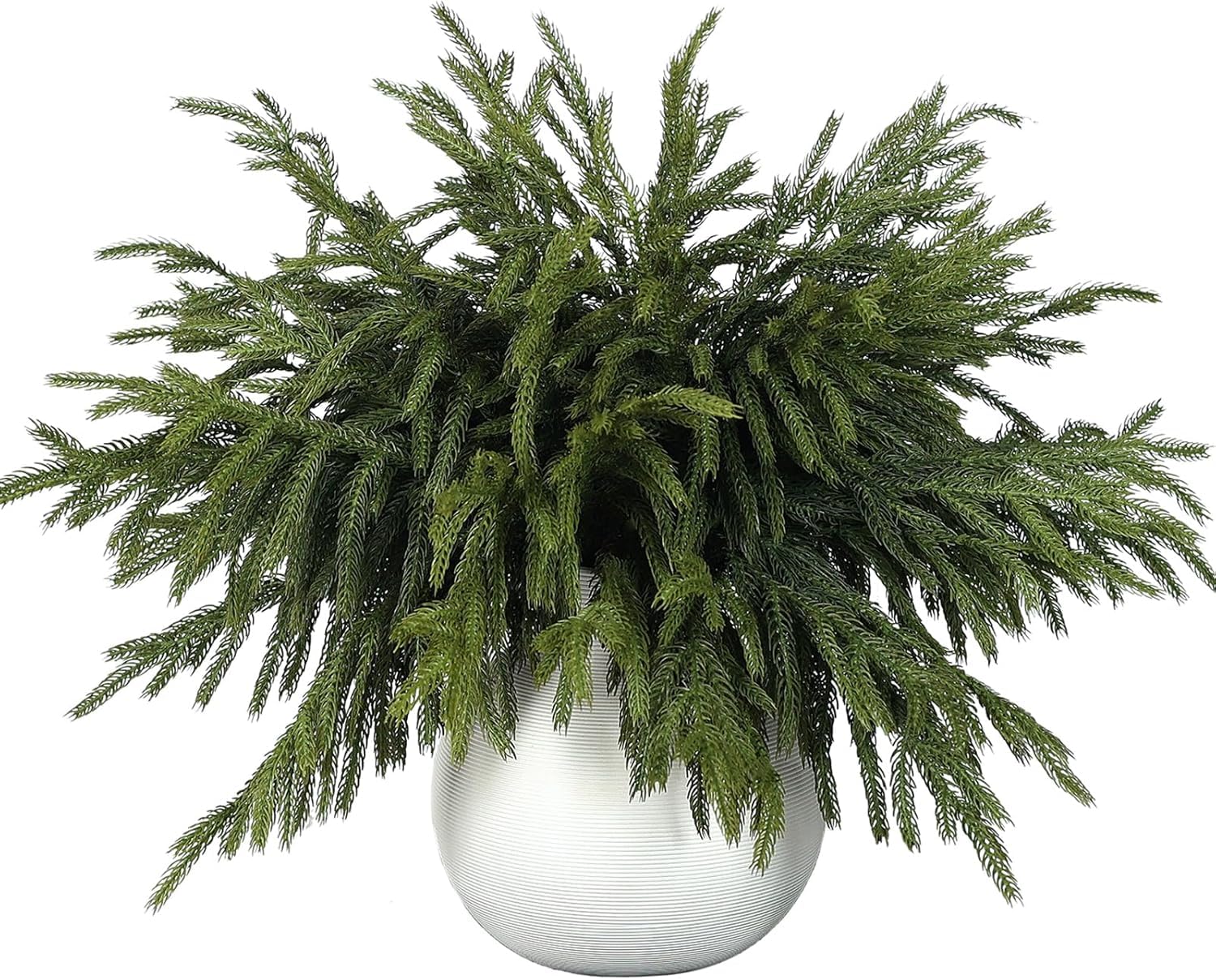 Norfolk-Kiefernzweige mit künstlichen grünen Stielen, 45 cm, fühlen sich echt an, für Vasen, Bastelarbeiten, Kranz, Weihnachtsdekoration, 32 Stück