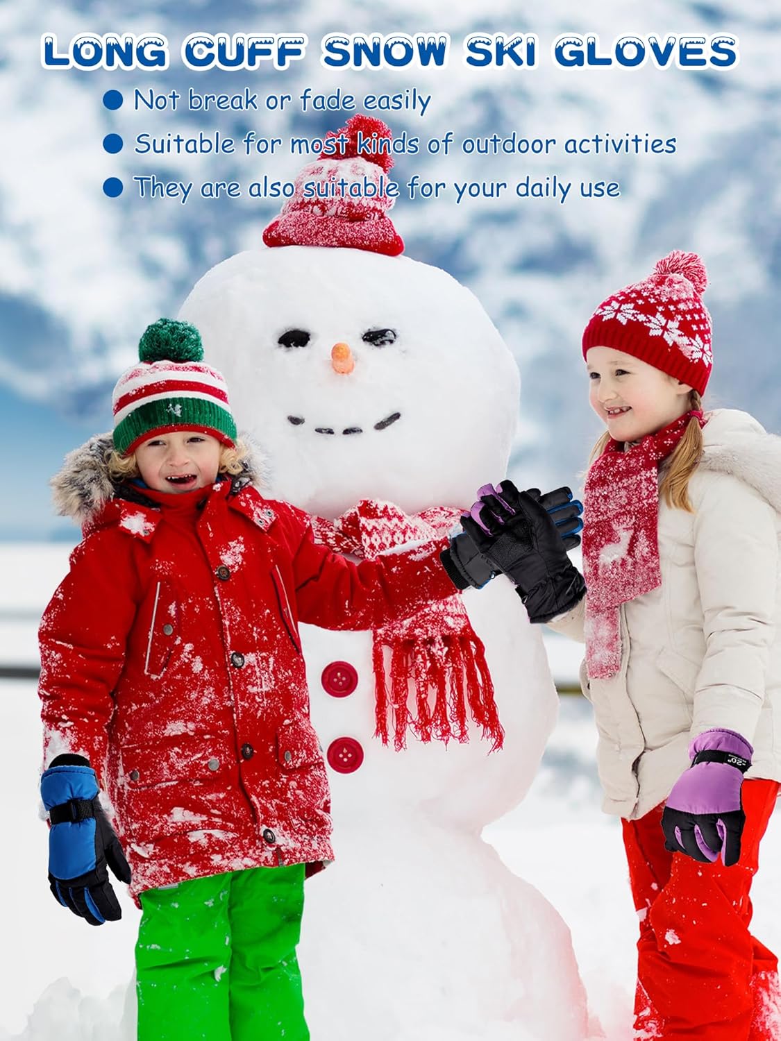 8 Pairs Kids Winter Ski Gloves Warm Snow Mittens Windproof Adjustable Glove for Snowboard Sport Cold Weather - Image 4