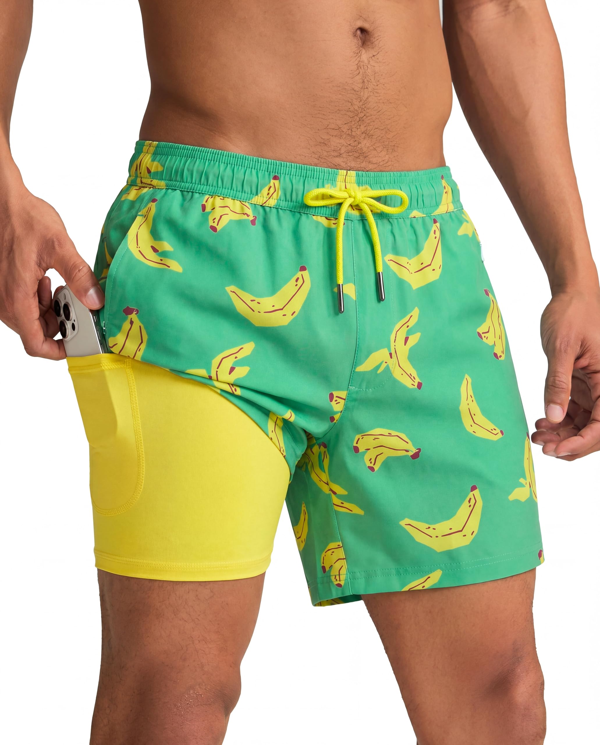 maamgic Mens Swim Trunks with Compression Liner 5 Inch Quick Dry for Beach