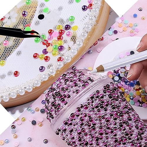 Miniatura 5 de RODAKY 2000 piezas de perlas medias plateadas AB para manualidades, perlas semicirculares con parte trasera plana para uñas, 6 tamaños, cuentas de