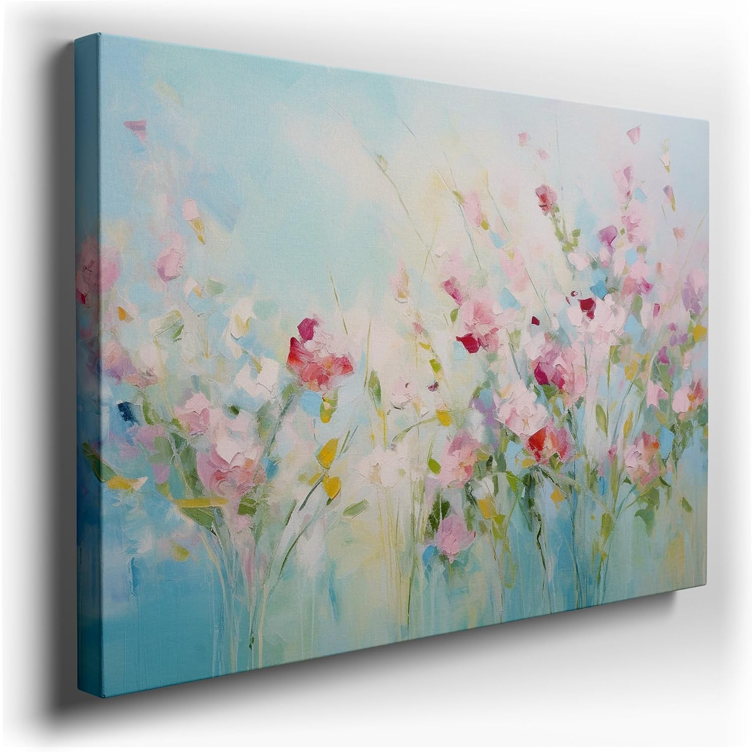 Canvas for Living room. Blossoming Abstraction Pink Hues and Impressionist Brushstrokes Dance in a Floral Fantasy, 27 x 18 inch Canvas Wall Art - Artistic Inspirations For Tweens - Zen Wall Decor