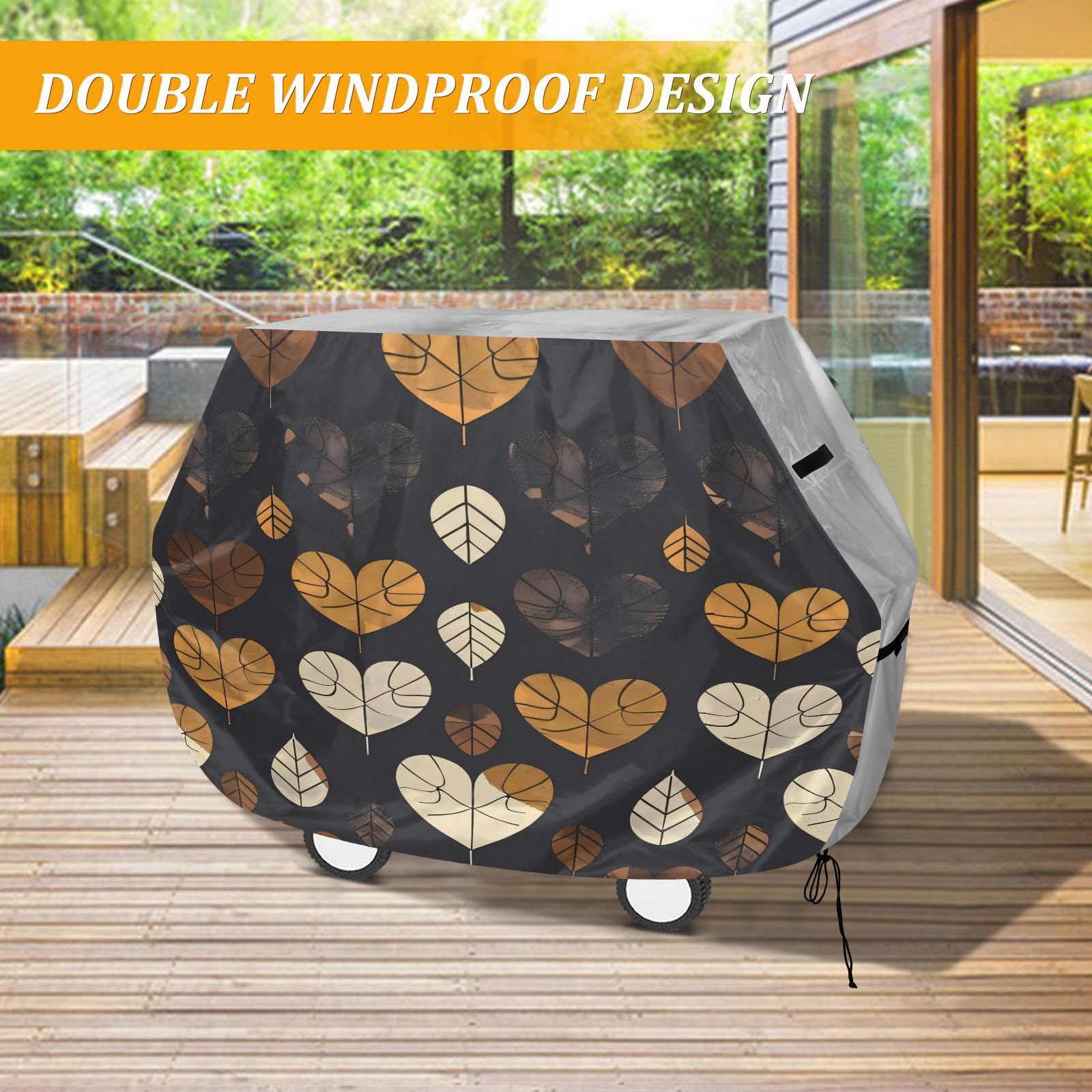 Coperture per barbecue a gas da 165 cm, resistenti, anti-UV, per barbecue all'aperto, a forma di cuore