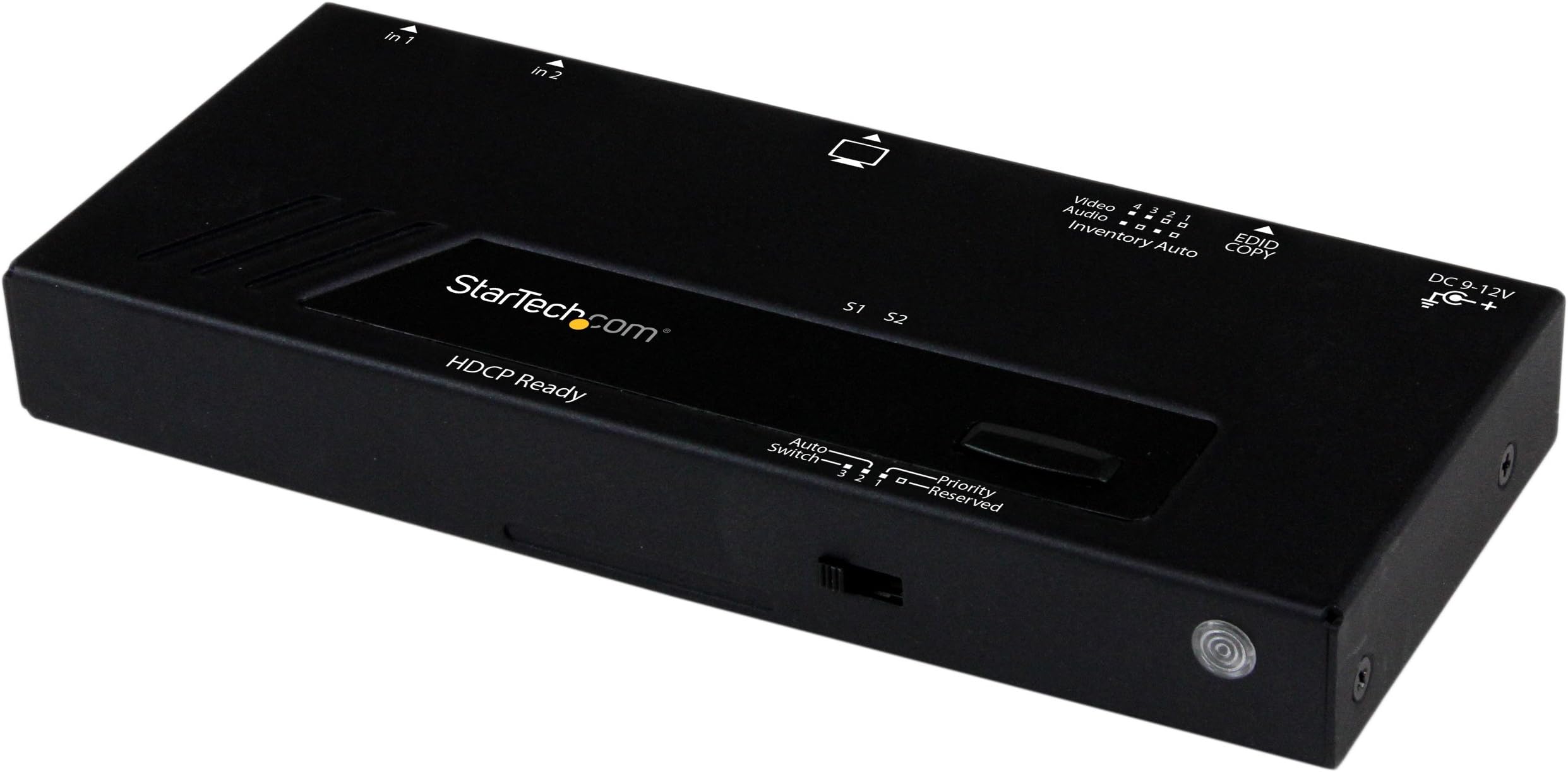 com 2 Port HDMI Switch w/Automatic and Priority Switching - 2 In 1 Out HDMI Selector with Automatic Priority Switching – 1080p (VS221HDQ),Black