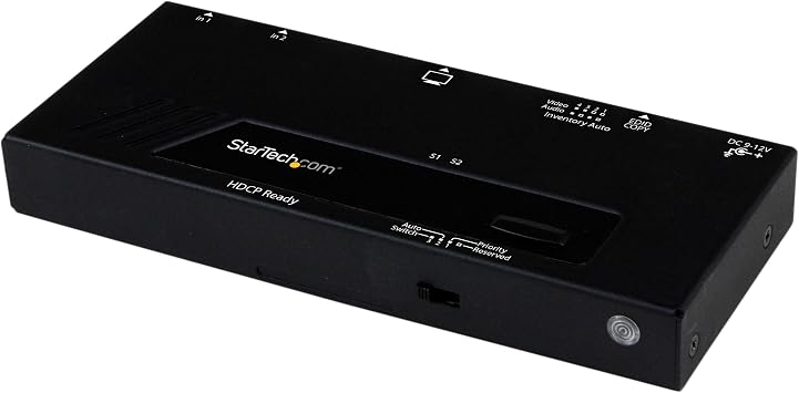 2 Port HDMI Switch w/ Automatic and Priority Switching - 2 In 1 Out HDMI Selector with Automatic Priority Switching 1080p, TAA VS221HDQ