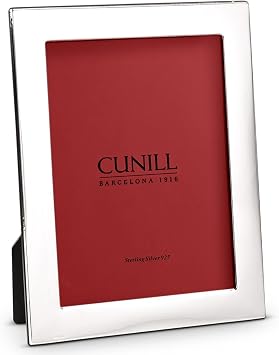 CUNILL Sterling Silver Picture Frame, Tiffany Plain 4x6 Picture Frame, Tarnish Resistant, Mahogany Wood Back, Fits 4" x 6" Photo