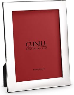 CUNILL Sterling Silver Picture Frame, Tiffany Plain 4x6 Picture Frame, Tarnish Resistant, Mahogany Wood Back, Fits 4" x 6" Photo