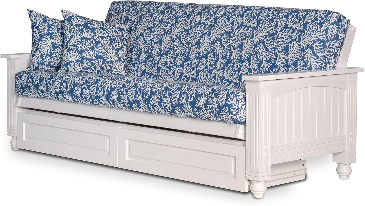 Nirvana Futons Cottage White Futon Frame with Storage Drawers Queen Size Home