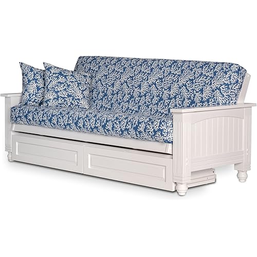 Nirvana Futons Cottage White Futon Frame with Storage Drawers - Queen Size