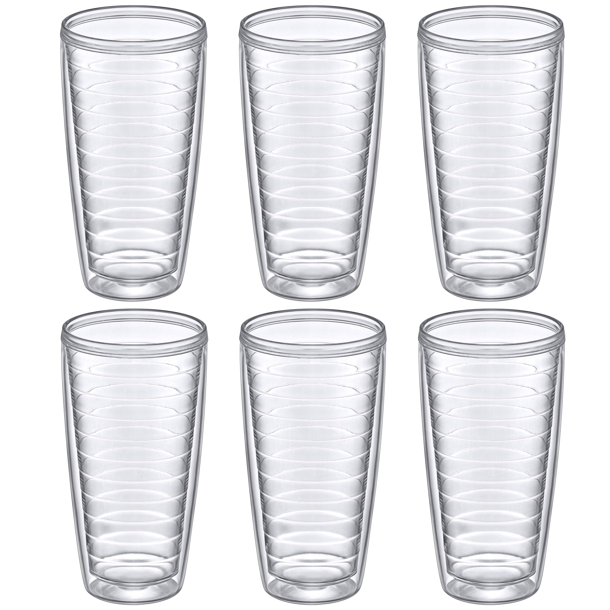 Amazing Abby - Alaska Isolierte Kunststoff-Trinkgläser, doppelwandige Kunststoff-Trinkgläser, transparent, wiederverwendbar, BPA-frei, bruchsicher, spülmaschinenfest, 680 ml, 6 Stück