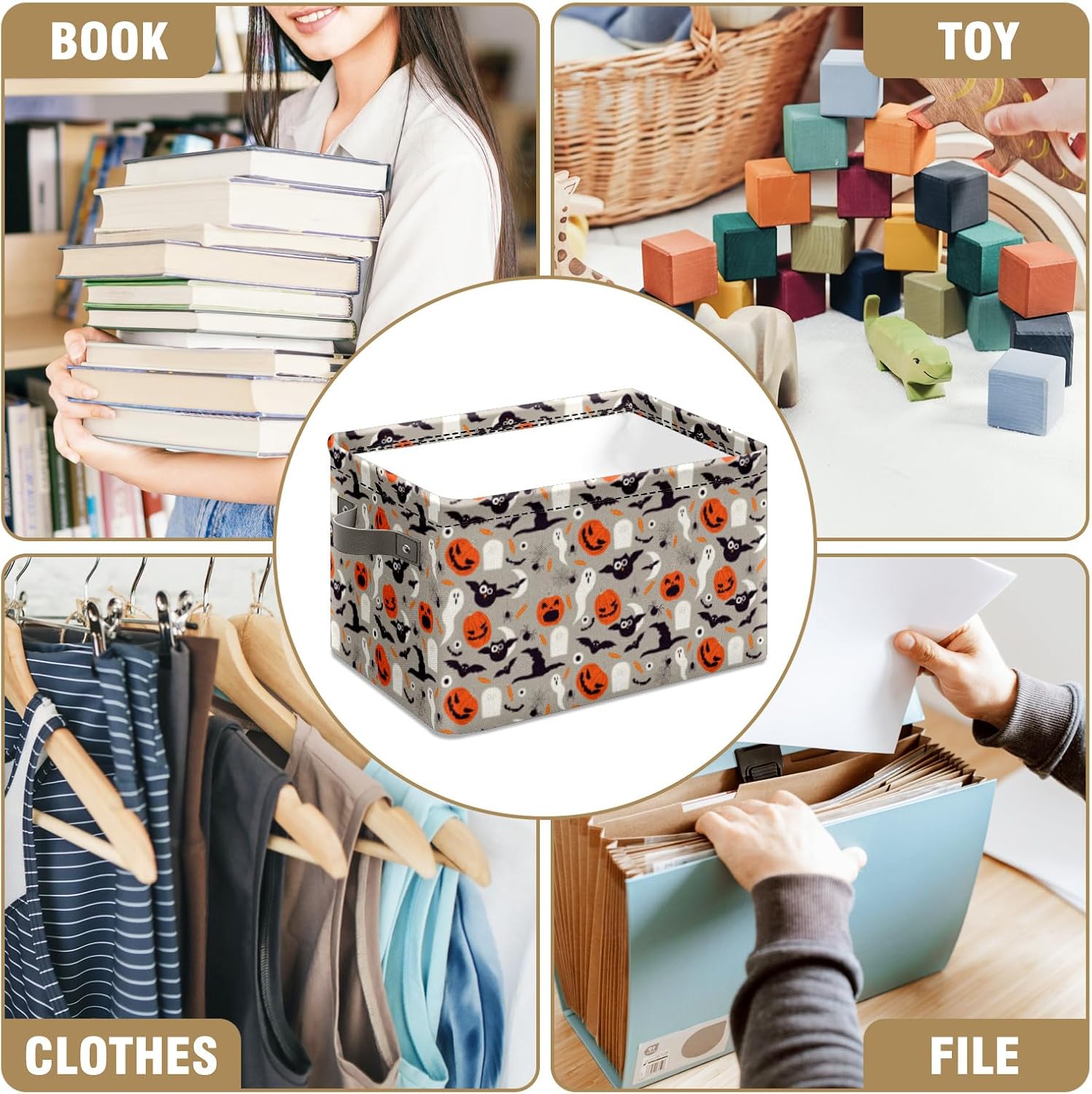 Halloween Basket Trick or Treat Bags Boo Basket with Handles Halloween Pumpkin Ghost Halloween Storage Containers for Storage Toy Storage