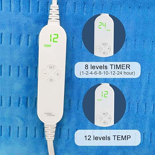Miniatura 6 de GOQOTOMO - Almohadilla térmica eléctrica grande para aliviar el dolor de espalda y calambres, XL 12 x 24 pulgadas, almohadilla térmica ultrasuave