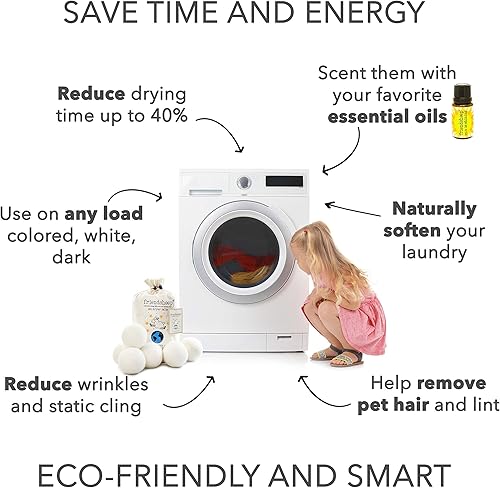 Miniatura 3 de Wool Dryer Balls by Friendsheep 6 Pack XL Organic Premium Reusable Cruelty Free Handmade Fair Trade No Lint Fabric Softener White -Creamy White