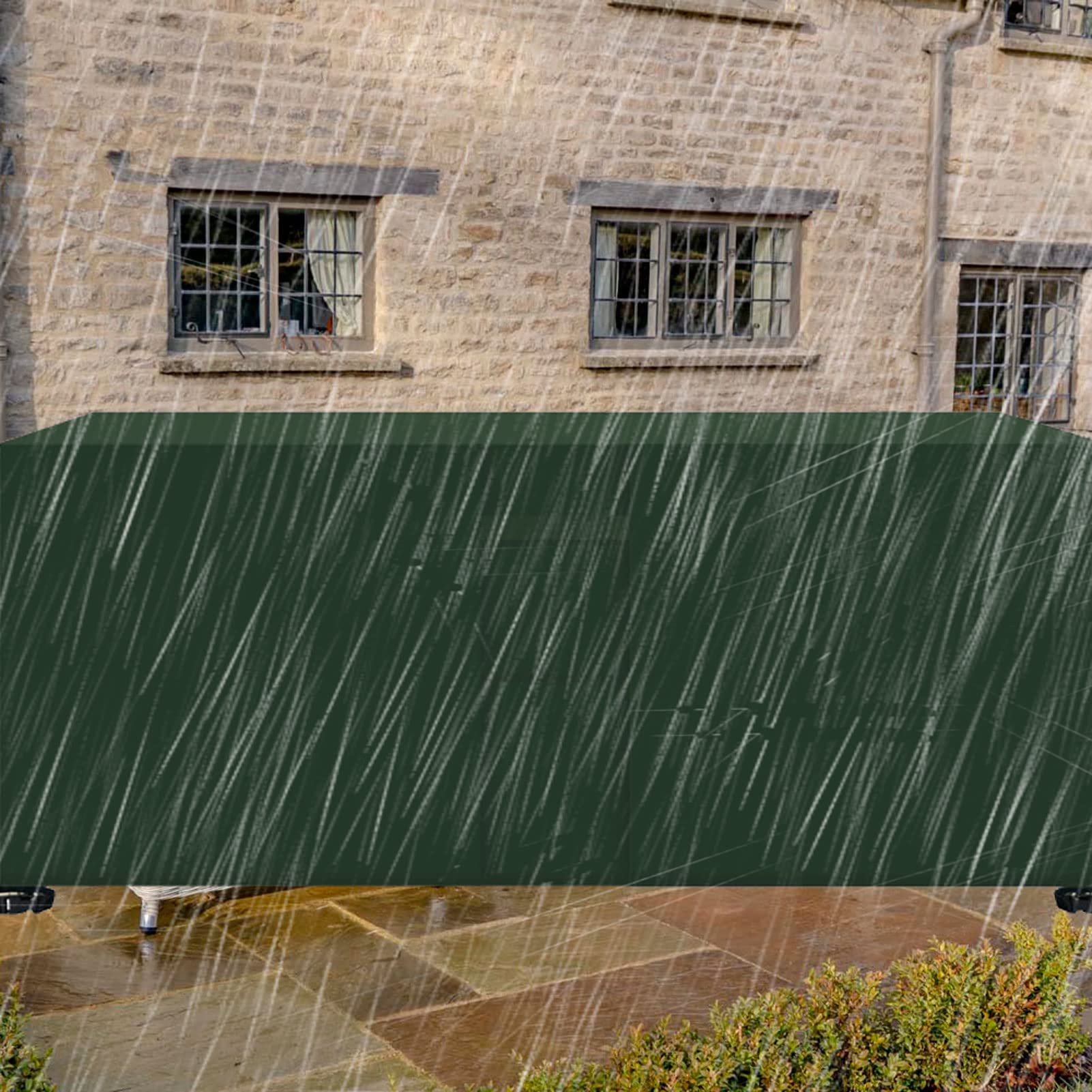 Funda impermeable de 35 x 35 x 16 pulgadas con ventilación de aire y asas 420D Ox para patio al aire libre