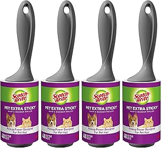 Scotch-Brite Pet Extra Sticky Lint Rollers, 4 Rollers, 48 Sheets Per Roller, 192 Sheets Total