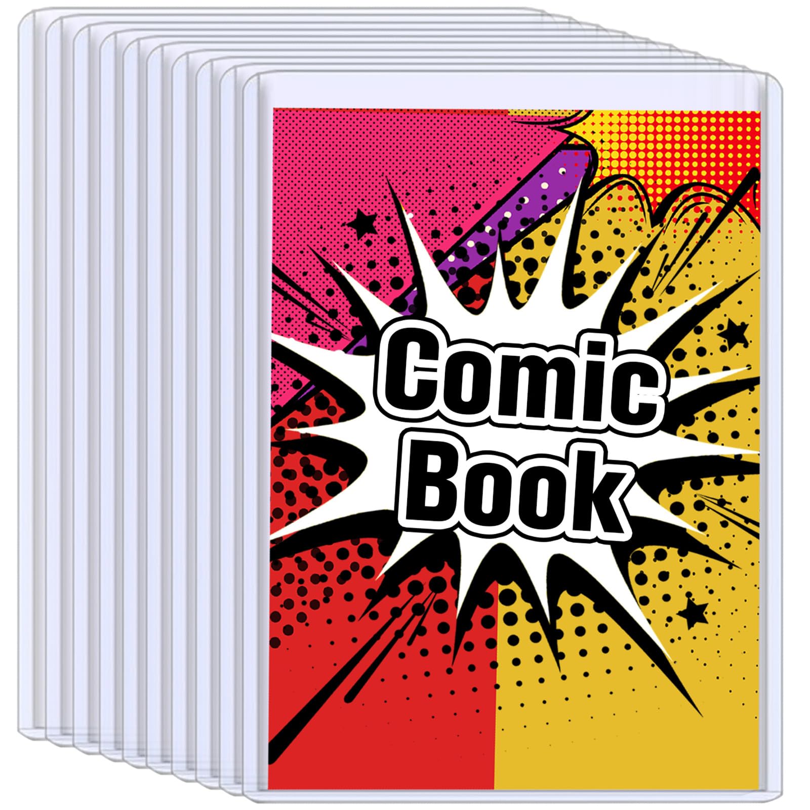 Photo 1 of 10PCS Comic Book Toploader, Premium PVC Hard Sleeves for Current/Silver Age Comics, 7.6x11 Inch Crystal Clear Protection, for Display & Storage Holder Comic Book Top Loader (10)